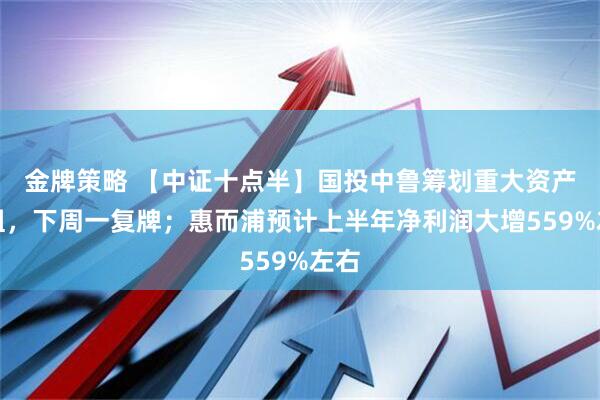 金牌策略 【中证十点半】国投中鲁筹划重大资产重组，下周一复牌；惠而浦预计上半年净利润大增559%左右