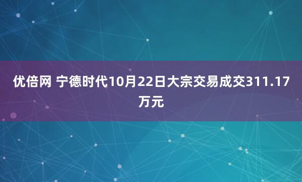 优倍网 宁德时代10月22日大宗交易成交311.17万元